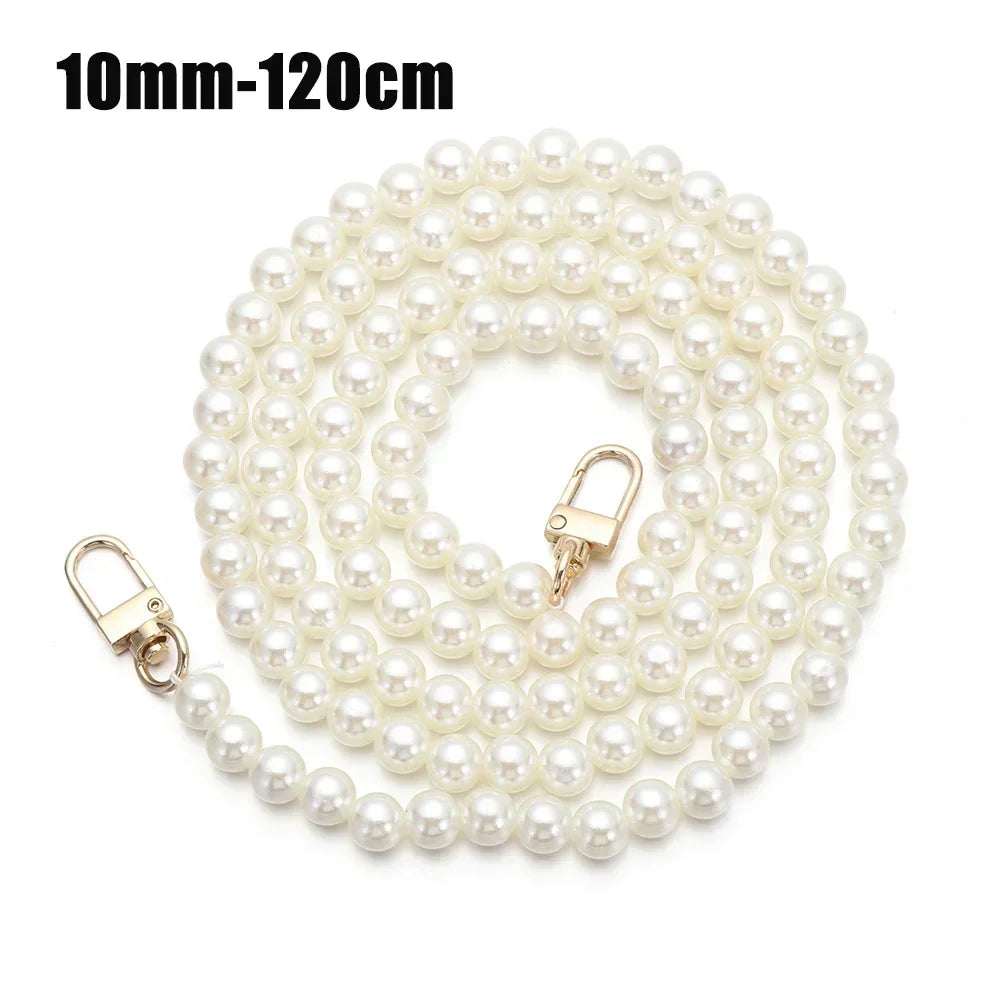 8/10mm Pearl Strap for Bags Handbag Handles DIY purse Replacement Long Beaded Chain for Shoulder Bag Straps Pearl Belt