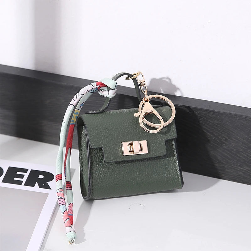 Mini Gorgeous Bag Pendant Cute Square Handbag Earphone Mini Premium Leather Creative Car Key Chain Pendant Decoration Gift Charm
