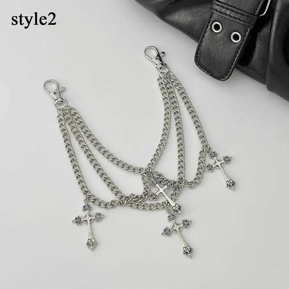 Y2K Pearl Bag Chain Strawberry Love Heart Bow Pendant Chain Strap For Bags Multi-layer Bag Chain Handbag DIY Handles Accessories