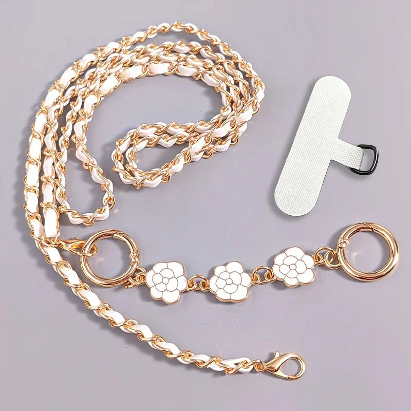 Mobile Phone Lanyard Women's Long Neck and Shoulder Strap Phone Case Universal Lanyard Long Crossbody Pearl Pickup Chain