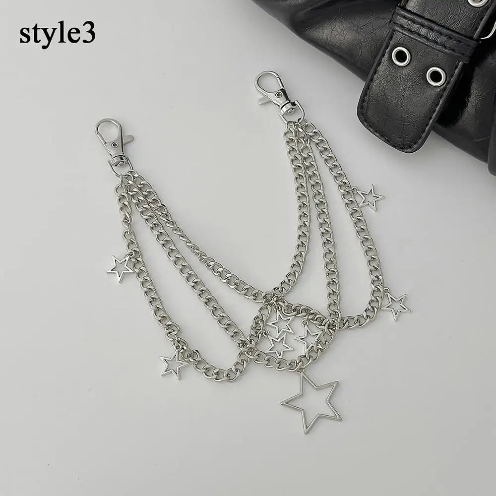 Y2K Pearl Bag Chain Strawberry Love Heart Bow Pendant Chain Strap For Bags Multi-layer Bag Chain Handbag DIY Handles Accessories