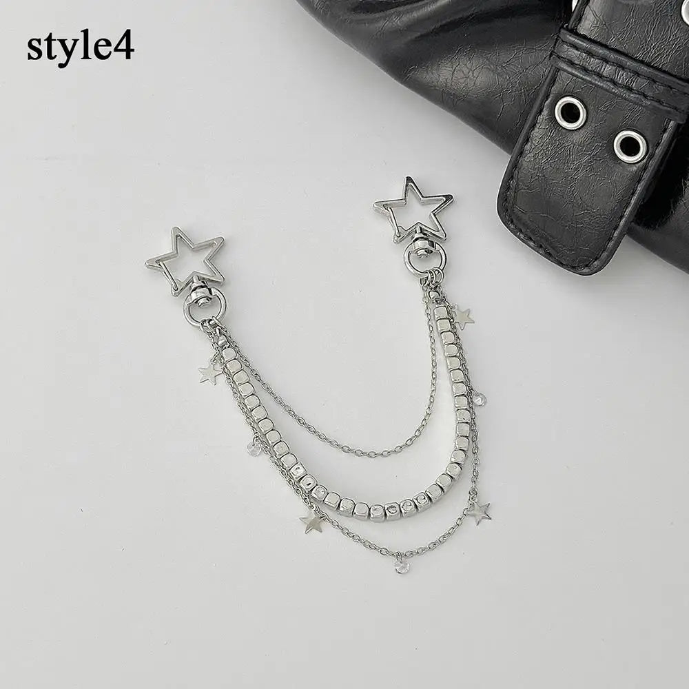 Y2K Pearl Bag Chain Strawberry Love Heart Bow Pendant Chain Strap For Bags Multi-layer Bag Chain Handbag DIY Handles Accessories