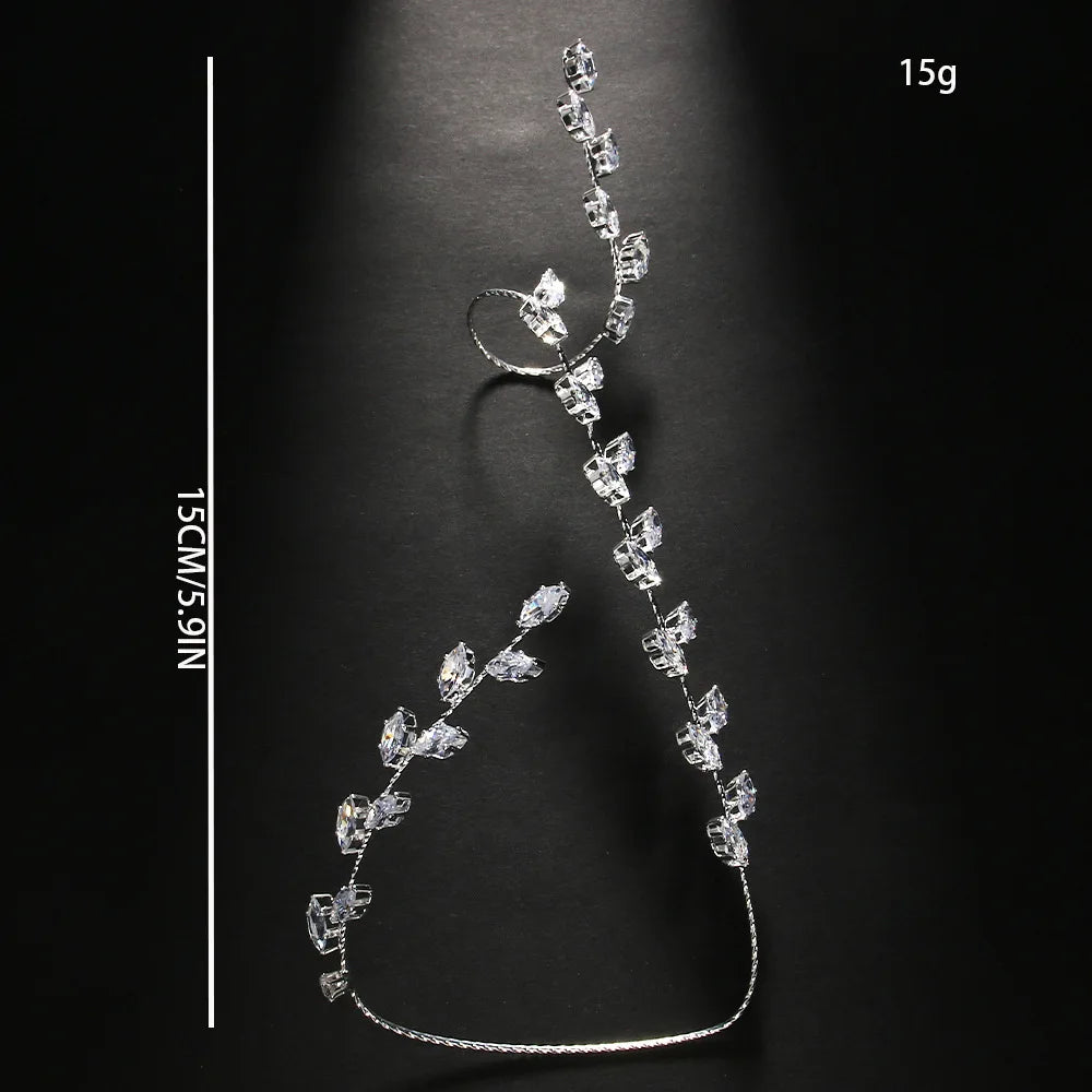 Sparkling Leaf Cubic Zircon Adjustable Finger Bracelet Luxury Crystal Open Cuff Bangle Hand Jewelry Wedding Bridal Accessories
