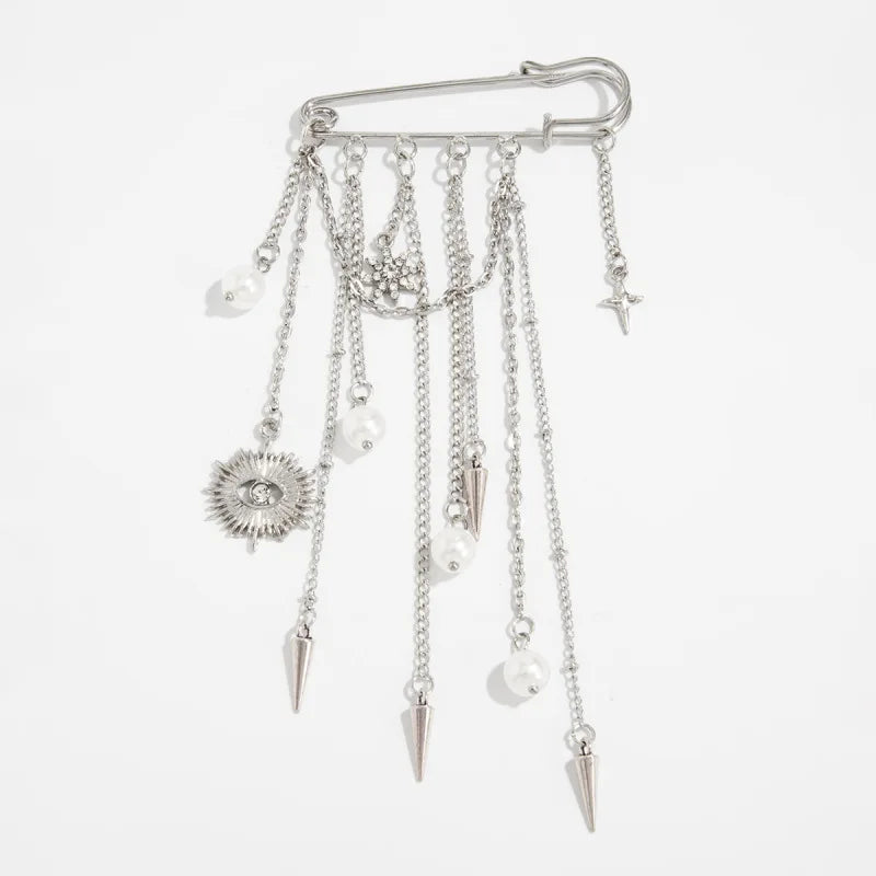 Creative Detachable Imitation Pearl Tassel Brooch Adjustable Trousers Jeans Safety Pin Convenient Versatile Clothing Accessories