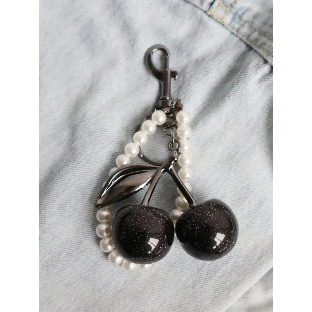 Fashion Delicious Red Cherry Keychain Summer Fruits Cherries Pendant Keyring For Women Men Jewelry Bag Key Accessories Gift