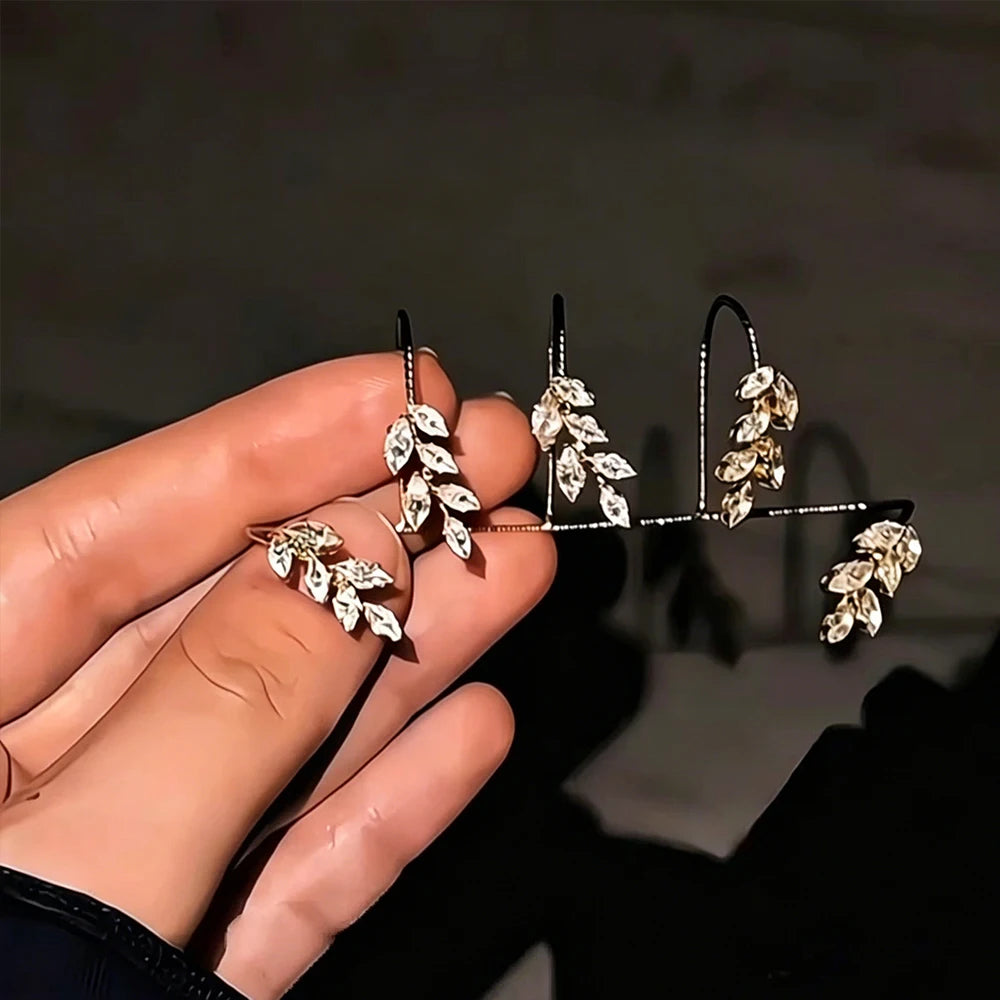 Summer Hot Sale Cubic Zirconia Leaf Bracelet Cuff for Women Luxury Full Zircon Palm Open Bangle Hand Accessories Daily Jewelry