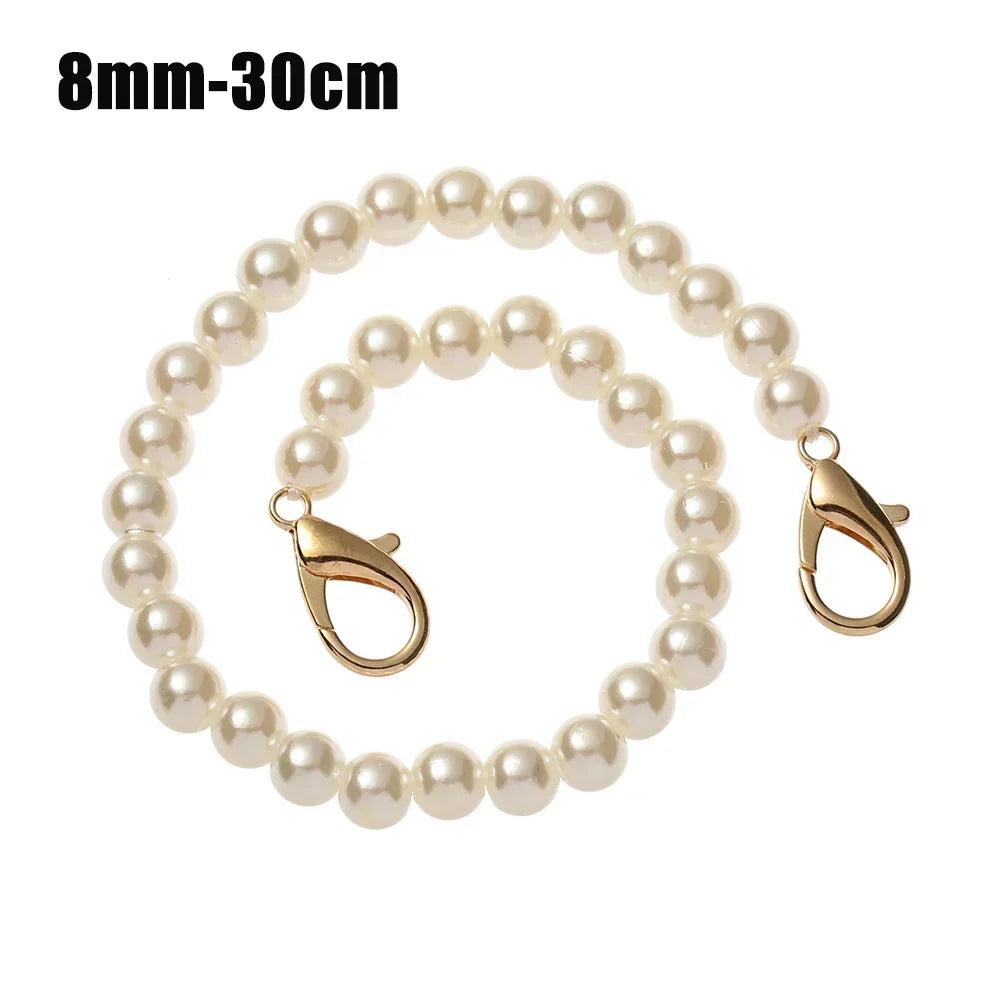 8/10mm Pearl Strap for Bags Handbag Handles DIY purse Replacement Long Beaded Chain for Shoulder Bag Straps Pearl Belt