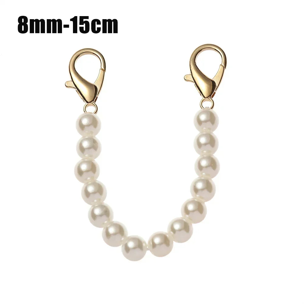 8/10mm Pearl Strap for Bags Handbag Handles DIY purse Replacement Long Beaded Chain for Shoulder Bag Straps Pearl Belt
