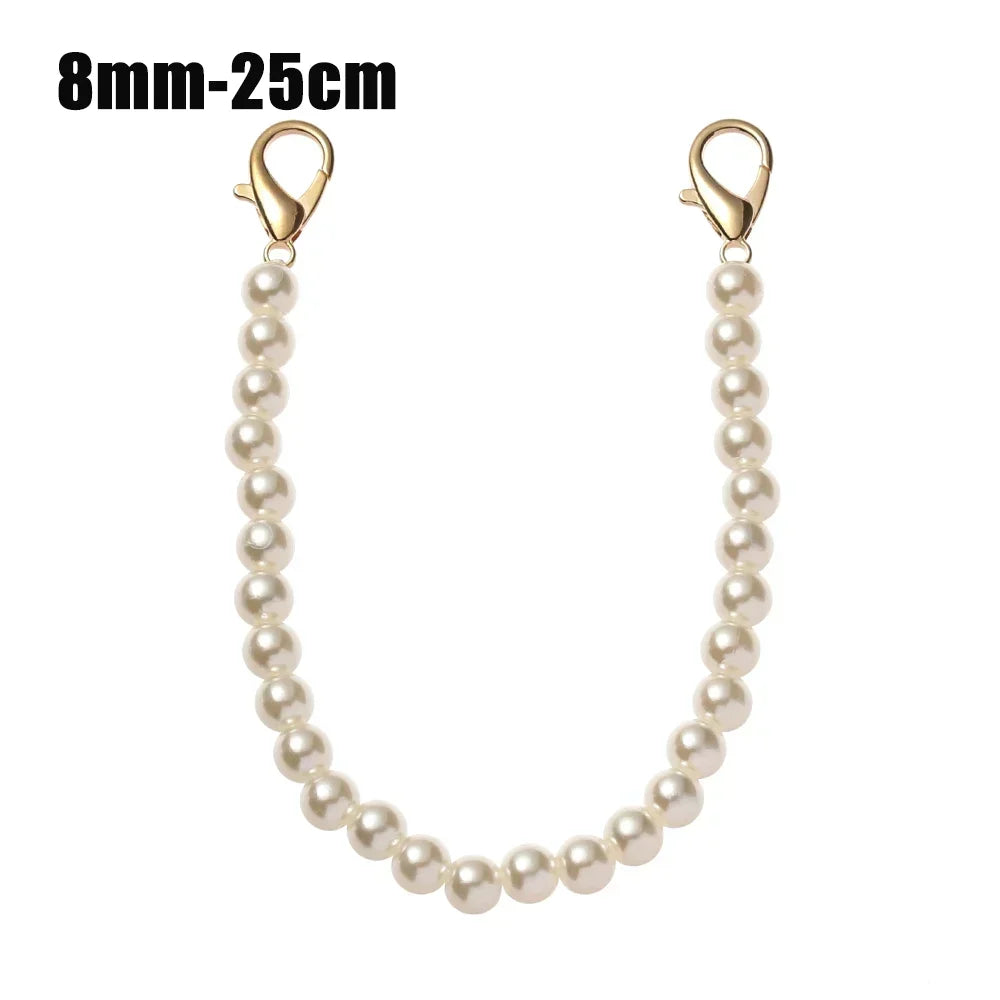 8/10mm Pearl Strap for Bags Handbag Handles DIY purse Replacement Long Beaded Chain for Shoulder Bag Straps Pearl Belt