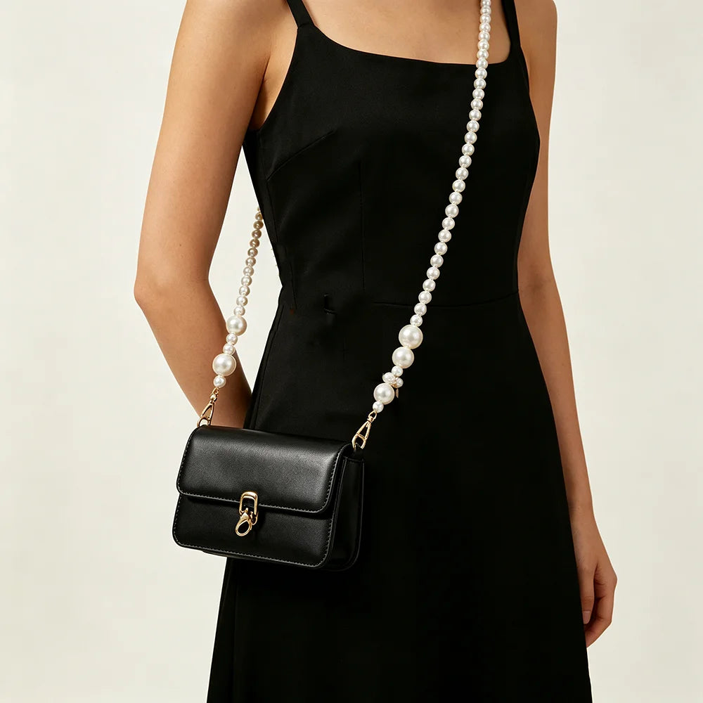 Imitation Pearl Bag Chain Replacement Shoulder Bags Chain Strap With Gold Clasp Women Handbag Clutch Chains Diy Bag Accessories