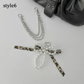 Y2K Pearl Bag Chain Strawberry Love Heart Bow Pendant Chain Strap For Bags Multi-layer Bag Chain Handbag DIY Handles Accessories