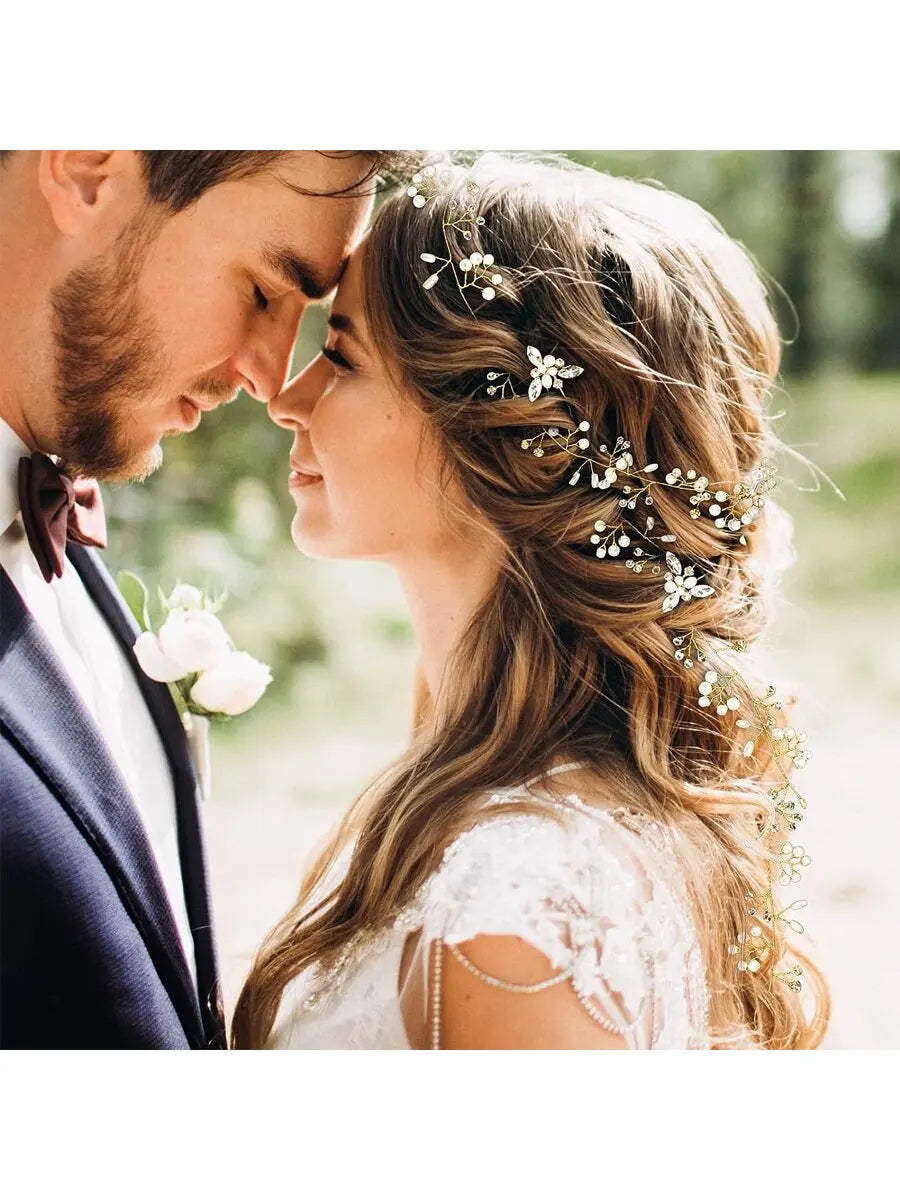 Bride Wedding Crystal Hair Accessories Pearl and Crystal Beads Bridal Headband Wedding Head Pieces Hair Jewelry