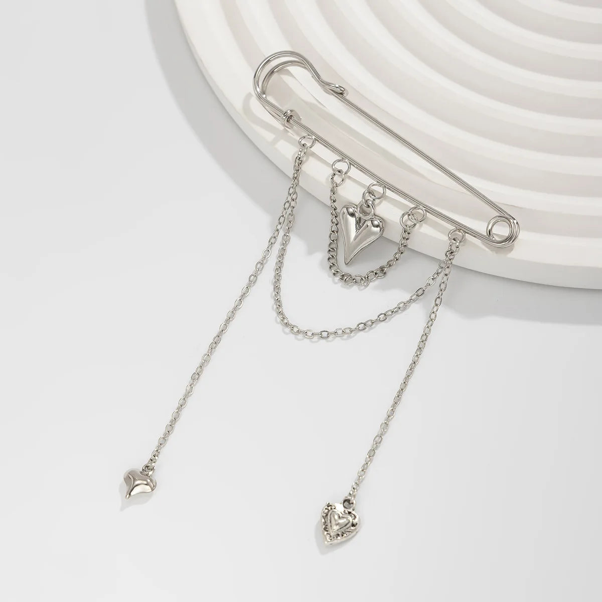 Love Heart Pendant Safety Pin for Pants Shortening Decorative Chain Tassel Hem Clip Versatile Minimalist Metal