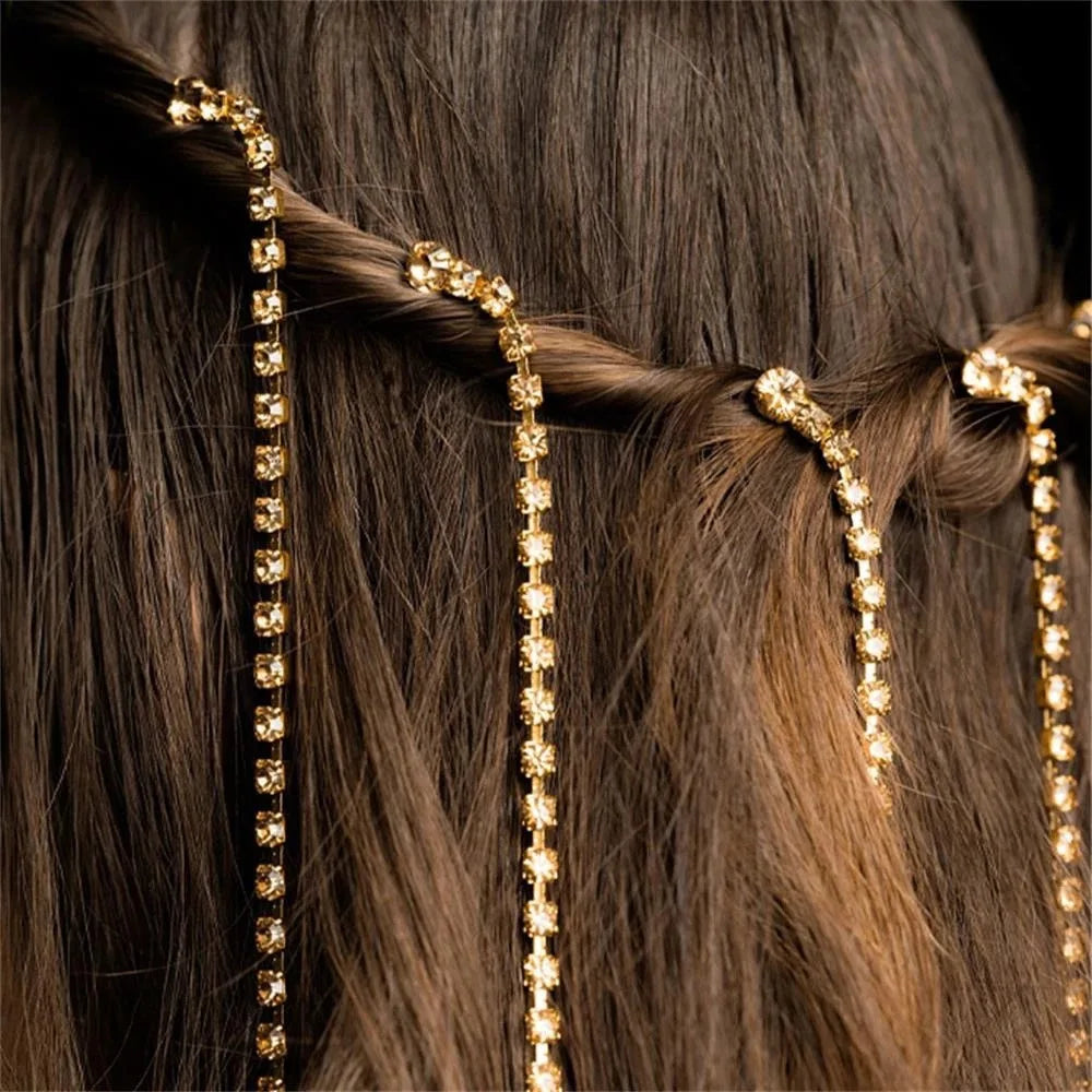 Elegant Wedding Hair Accessories Simple High Ponytail Tassel Sequin Hair Chain Back of Head Hair Clip for Brides Cross-Border