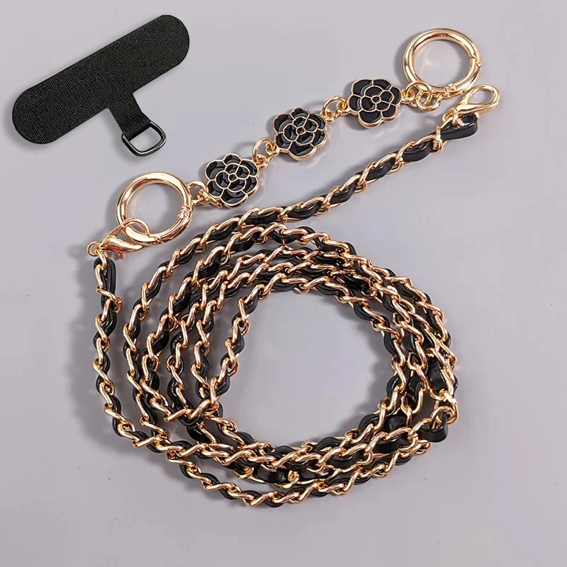 Mobile Phone Lanyard Women's Long Neck and Shoulder Strap Phone Case Universal Lanyard Long Crossbody Pearl Pickup Chain