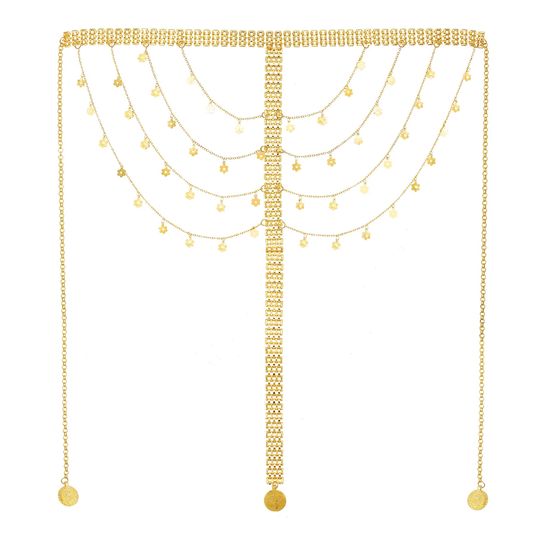 Ethnic Gold Plated Multi Layer Chain Geometry Tassel Headband Arabic Turkey Kurdish Hair Jewelry Wedding Festival Head Wear Gift