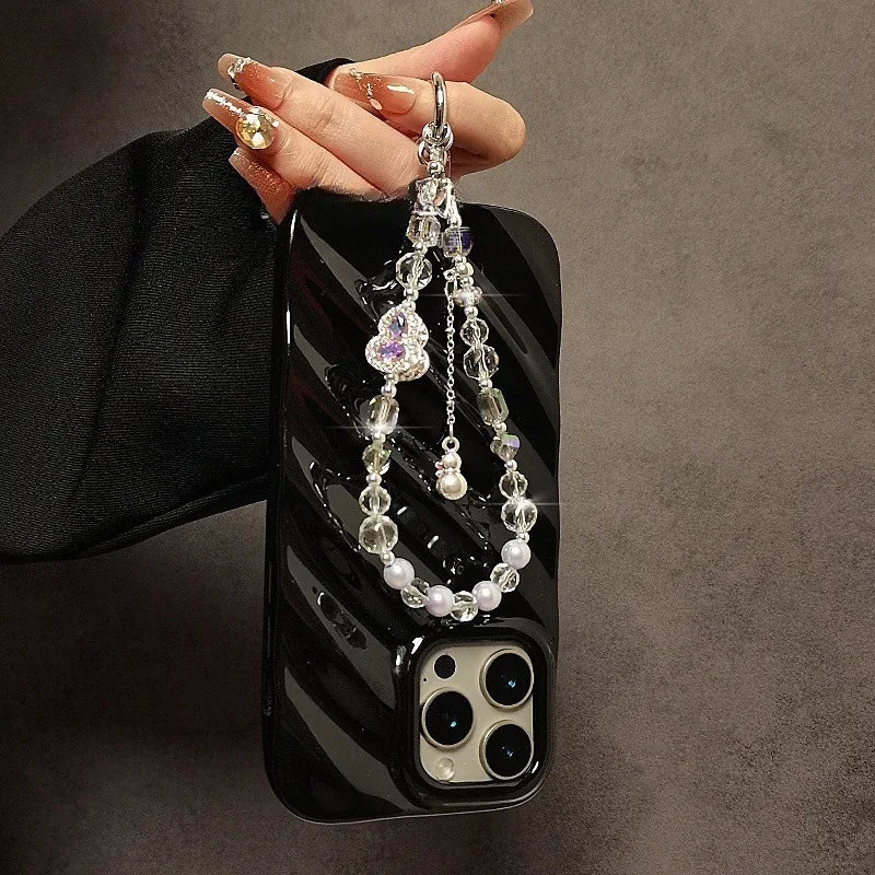 Luxurious Rhinestone Gourd Crystal Mobile Phone Lanyard Fashion Short Beaded Hand Chain Pendant Anti-Loss Chain for Women