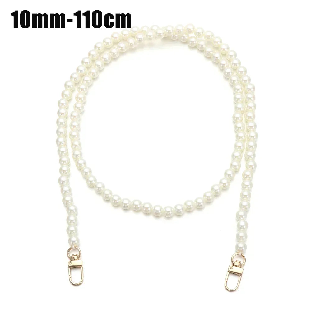 8/10mm Pearl Strap for Bags Handbag Handles DIY purse Replacement Long Beaded Chain for Shoulder Bag Straps Pearl Belt