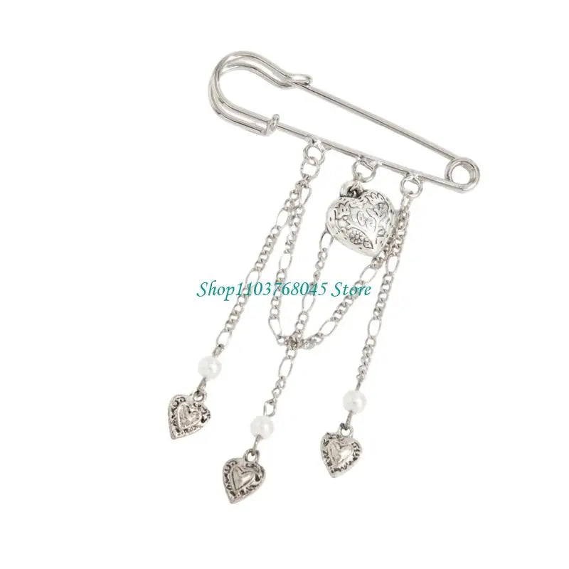 R53F Pants Shortener Pin Alloy Tassels Safety Pin Decorative Brooch For Clothing Jeans Bag Decoration Sewing Accessories