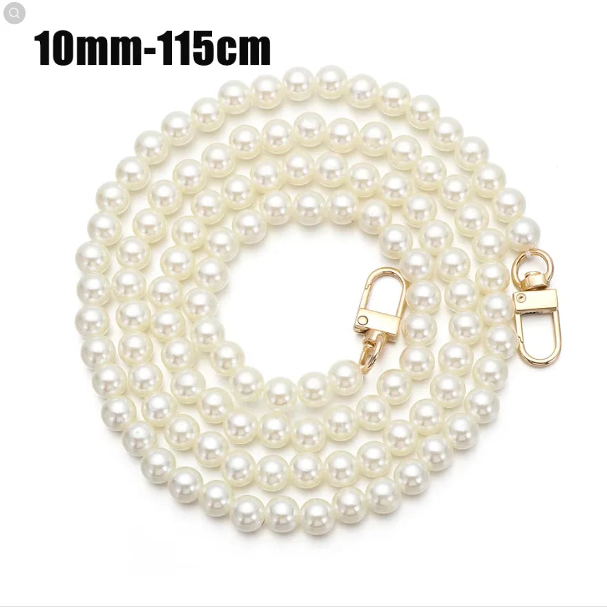 8/10mm Pearl Strap for Bags Handbag Handles DIY purse Replacement Long Beaded Chain for Shoulder Bag Straps Pearl Belt