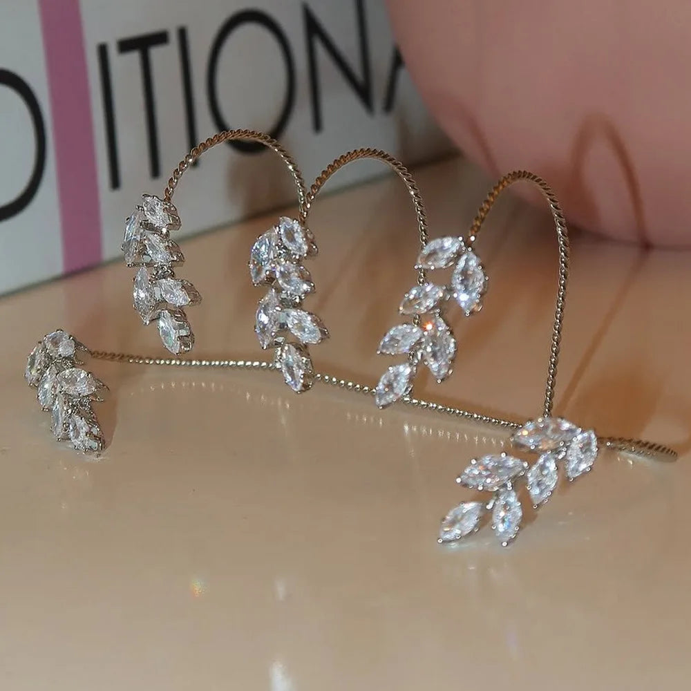 Summer Hot Sale Cubic Zirconia Leaf Bracelet Cuff for Women Luxury Full Zircon Palm Open Bangle Hand Accessories Daily Jewelry