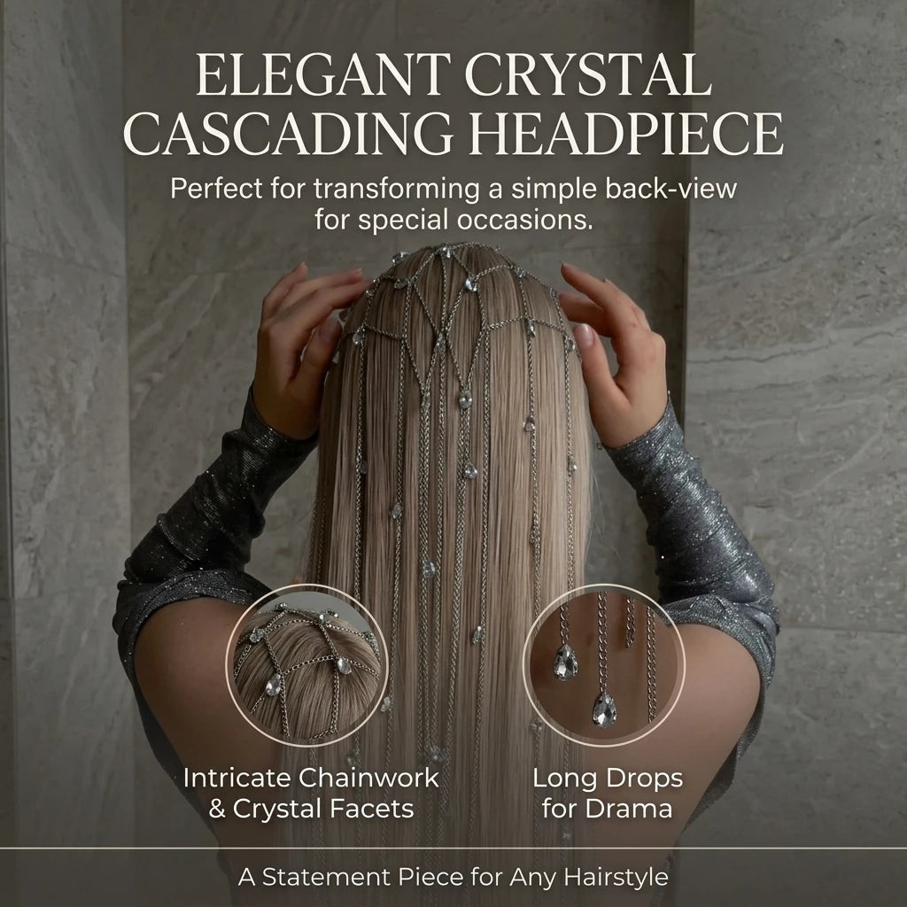 Crystal Fringe Headband For Women Alloy Rhinestone Hair Accessories With Soft-Lining