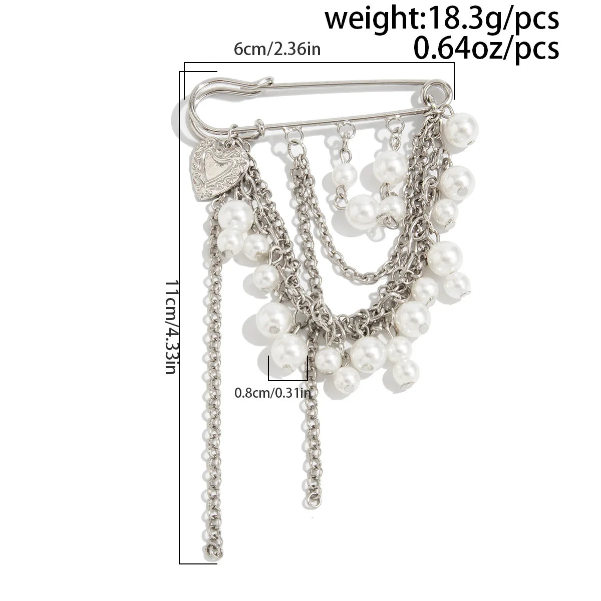 Creative Detachable Imitation Pearl Tassel Brooch Adjustable Trousers Jeans Safety Pin Convenient Versatile Clothing Accessories